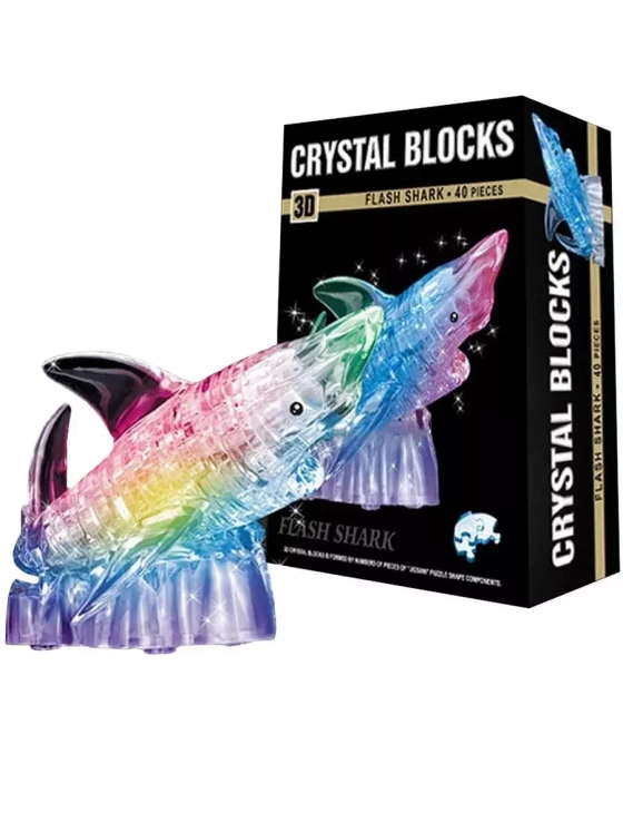 Пазл 3D кристаллический Акула, 40 деталей, свет