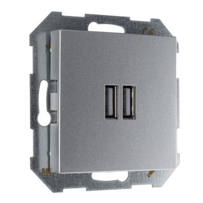 USB A+A розетка, 3400 мА LIREGUS EPSILON IUK-2-01.E/Mt алюминий