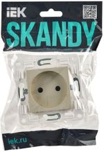 SKANDY Розетка без заземления с защитными шторками 10А SK-R01B бежевый IEK
