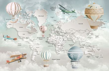 Фотообои Карта мира, границы (Ширина 4,15 м)