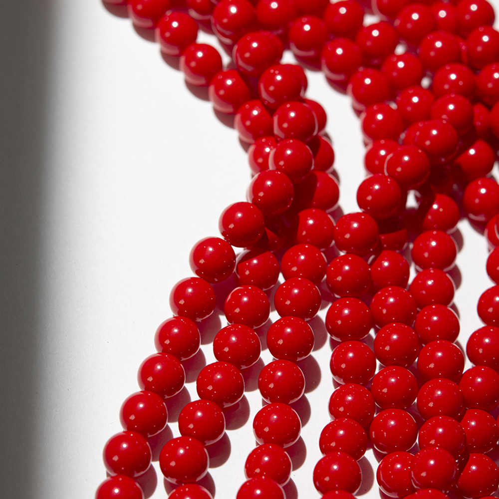 Хрустальный жемчуг, оттенок "Клюквенный макарун", шар 8,3мм