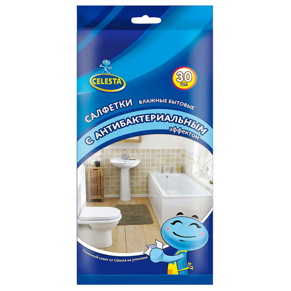 Салфетки влажные CELESTA Антибактериальные Бытовые 30 шт