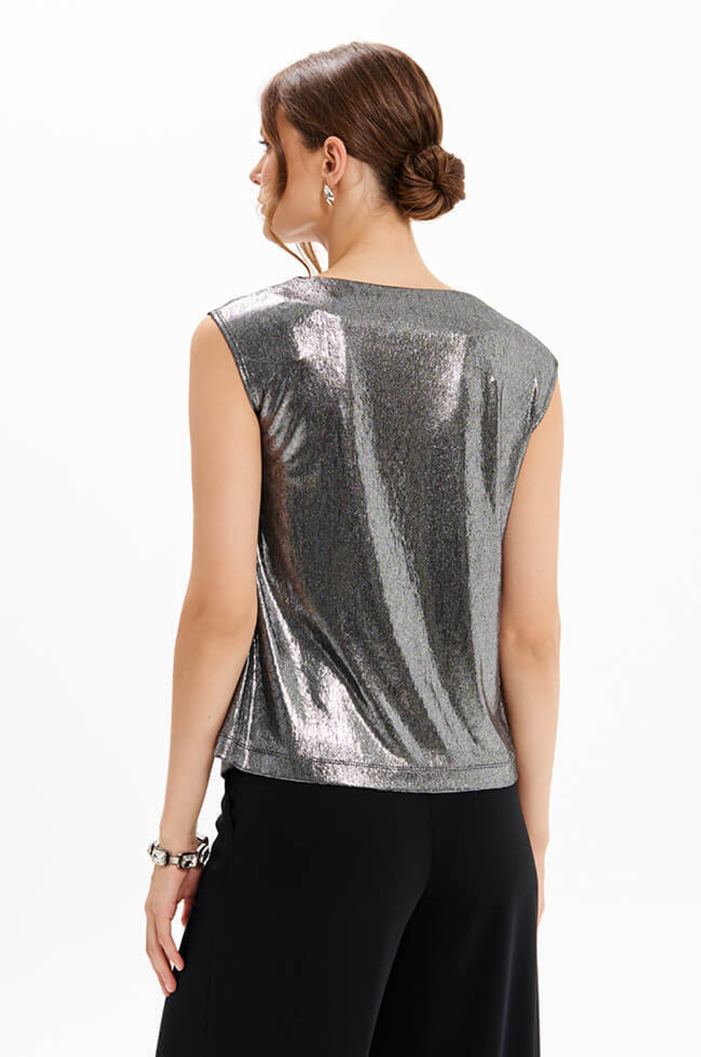 23427 Блузка женская (серебристо-черный)