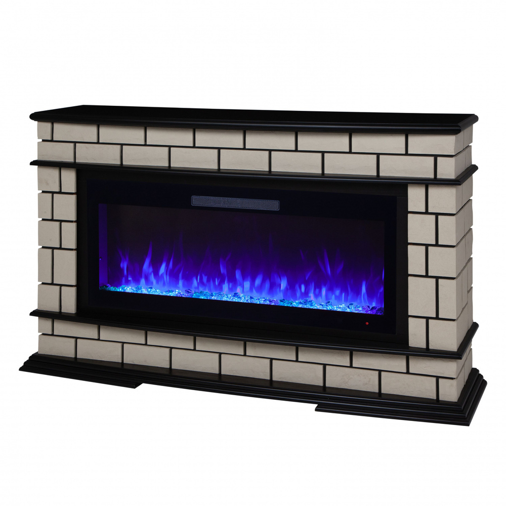 Электрокамин RealFlame Fiero 42 AO античный дуб c Diamond 42, с муляжом дров и кристаллами