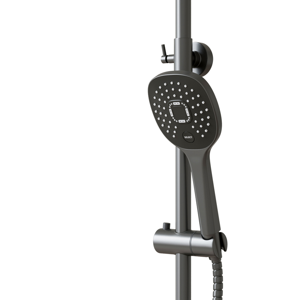 Душевая система ML33-06GR "City Graphite"(смес35К с изл+лейка3поз.+душ.шланг+тропич.душ.) ГРАФИТ