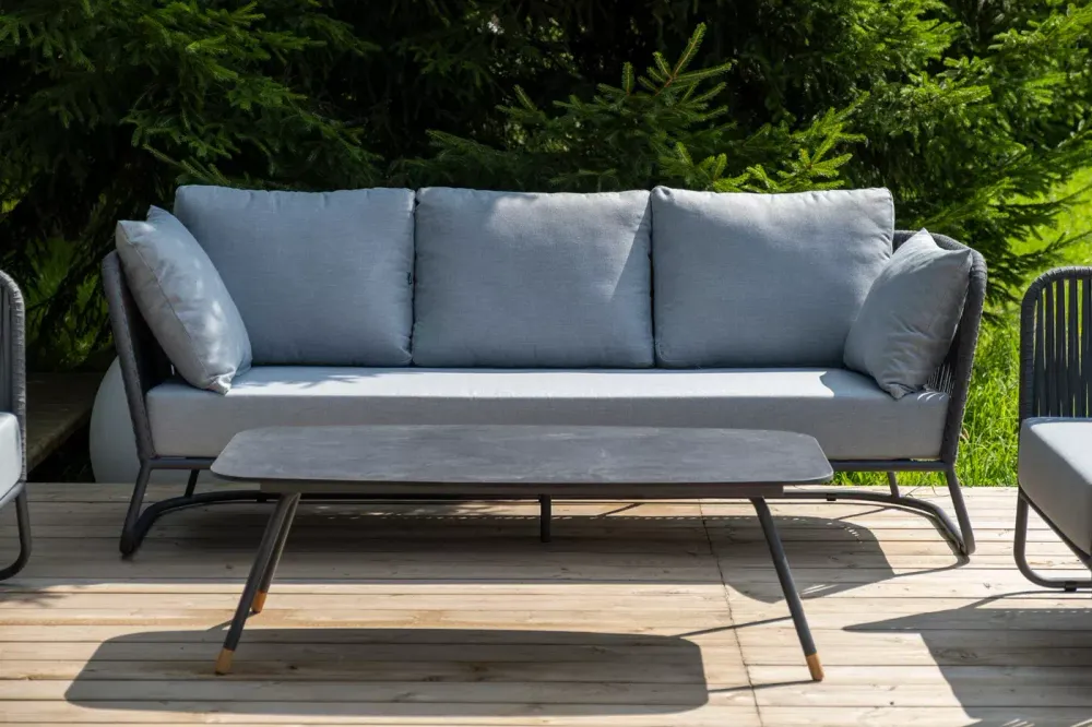 "Багамы" лаунж-зона 5-местная плетеная из роупа (веревки), каркас алюминиевый темно-серый, роуп серый