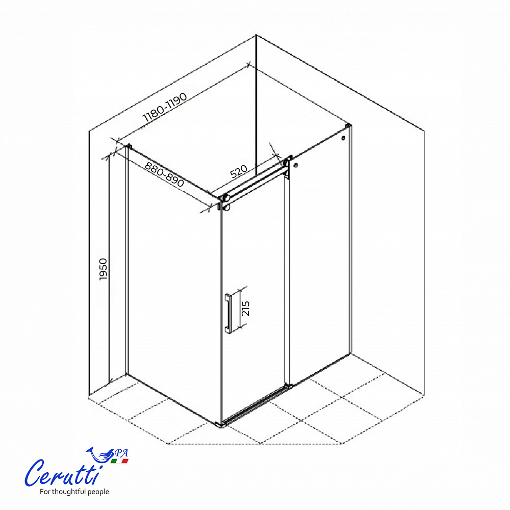 Душевое ограждение Ceruttispa ЧЕЗАС (CEZA'S) 120BF R (120x90x195)