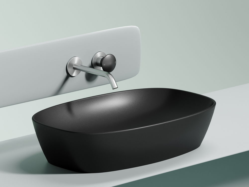 Умывальник чаша накладная овальная (цвет Черный Матовый) Element 610x385x140мм