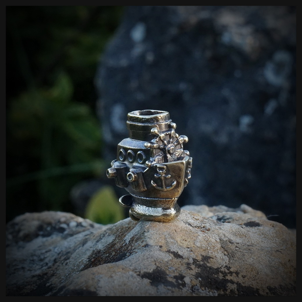 Темлячная бусина "Корабль" для ножей , латунь