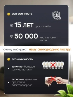 Люстра потолочная светодиодная с пультом 1001/500, люстра в зал 120Вт