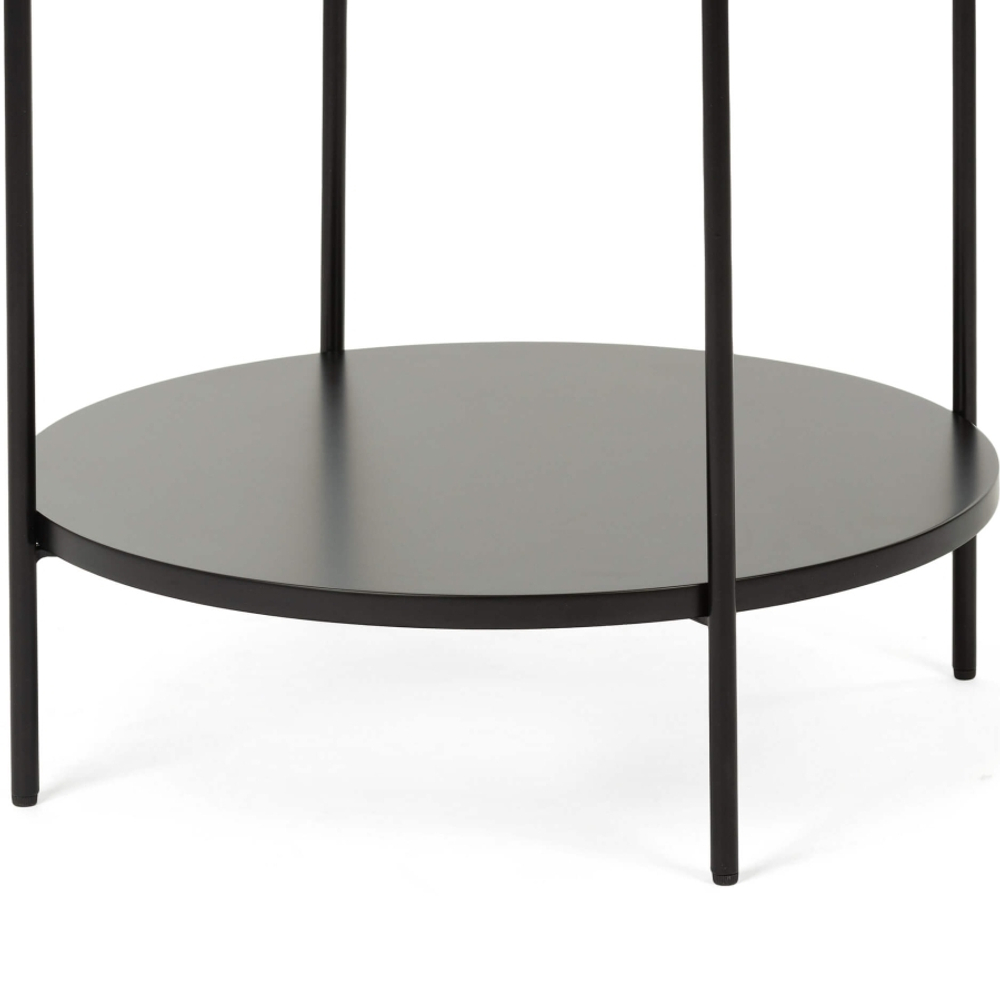 Кофейный столик Tray диаметр 40 керамика, черно-белый