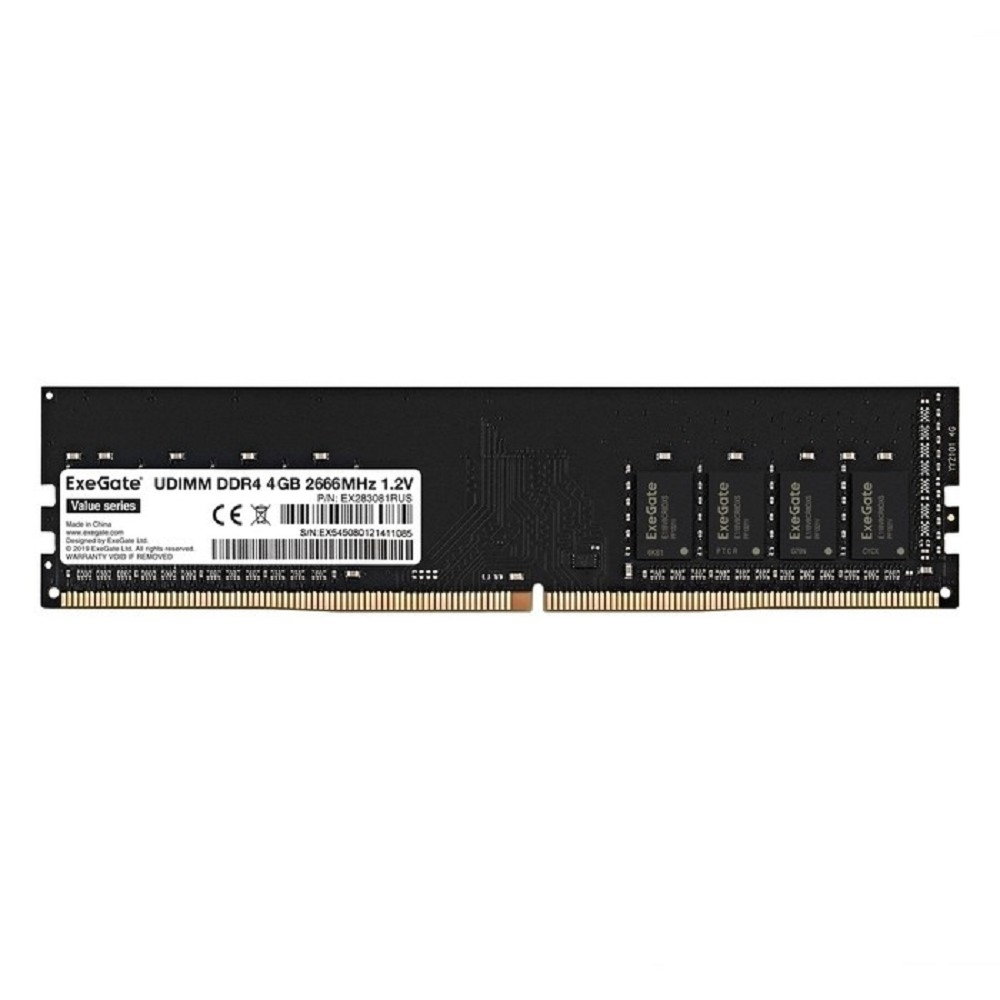 Exegate EX283081RUS Модуль памяти ExeGate Value DIMM DDR4 4GB &lt;PC4-21300&gt; 2666MHz