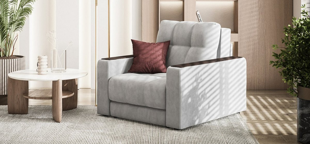 Босс кресло-кровать Велюр Монолит сталь