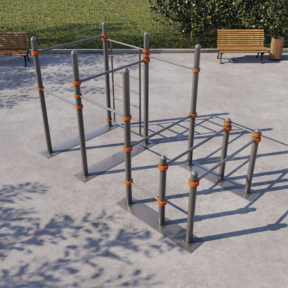 Мобильный спортивный комплекс с лестницей, турниками и брусьями СВС-103