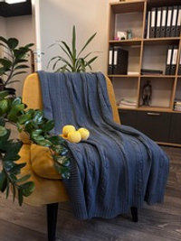 Вязаный плед "Косы" 110х170см (темно-серый)