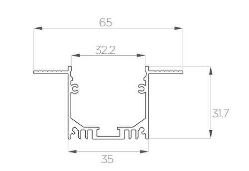 Профиль алюминиевый под шпаклевку LC-LPSH-3265-2 Anod