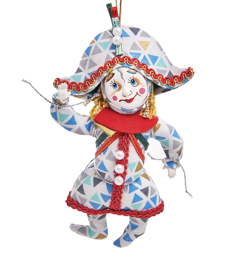 РусКукла RK-803/1 Кукла подвесная «Арлекин в треуголке»