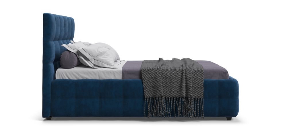 Босс Кровать+ПМ 140 Велюр Монолит синий