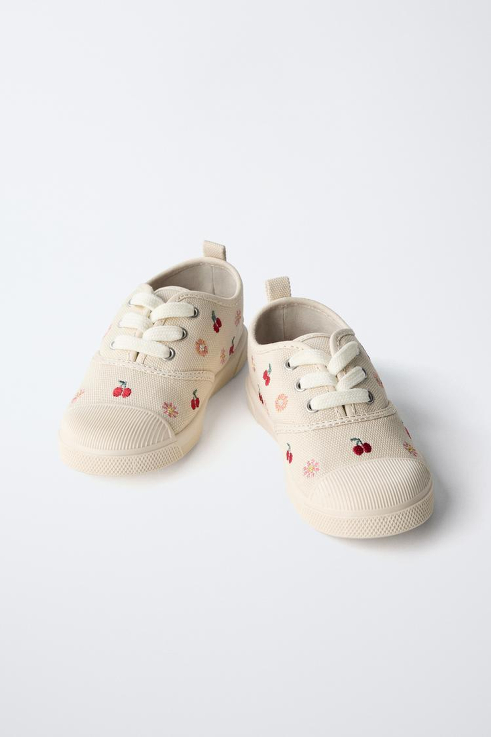 ZARA КЕДЫ ХЛОПКОВЫЕ С ВЫШИВКОЙ, ЭКРЮ