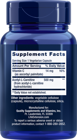 Acetyl-L-Carnitine 500 мг 100 капсул Life Extension