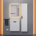 Тумба с раковиной для ванной Uperwood Modul 50 см, подвесная, матовая, белая/графит