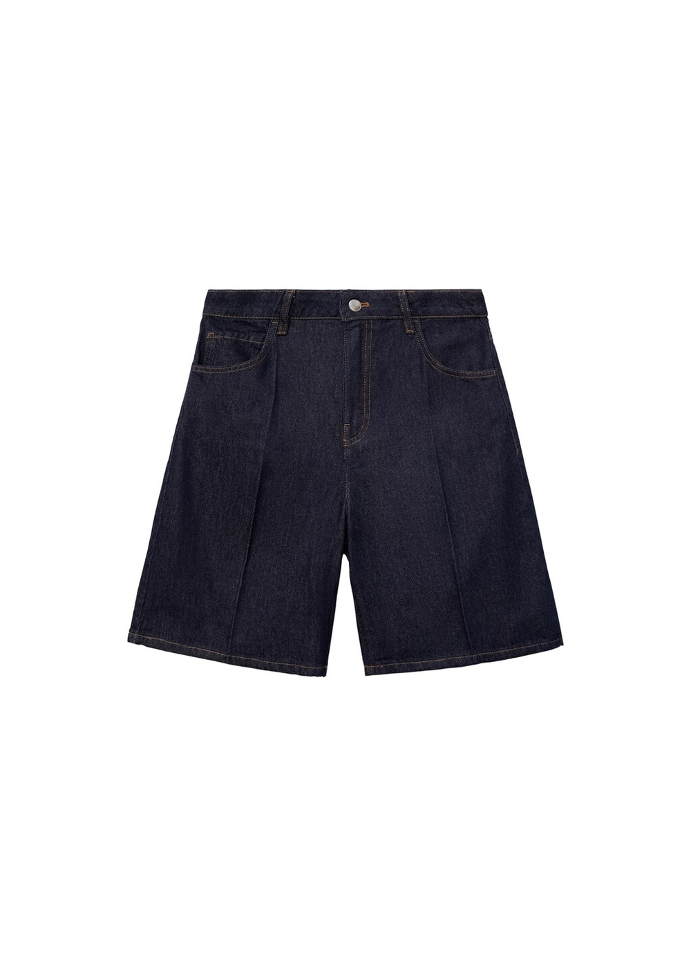 Джинсовые бермуды с высокой посадкой и эффектом потертости