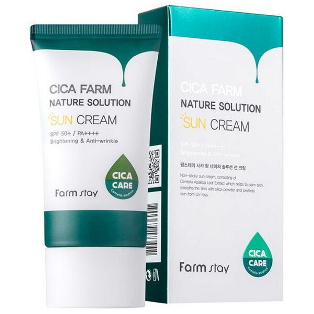 Солнцезащитный крем с центеллой азиатской FarmStay Cica Farm Nature Solution Sun Cream SPF50+ PA++++, 50г
