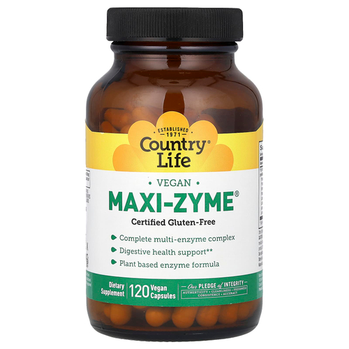 Country Life, Maxi-Zyme, 120 веганских капсул