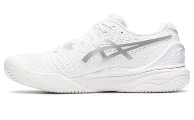 Женские Кроссовки теннисные Asics Gel-Resolution 9 Clay - white/pure silver