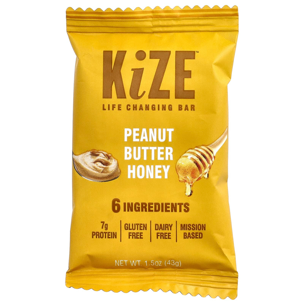 KiZE Life Changing Bar, арахисовая паста и мед, 10 батончиков, 43 г (1,5 унции) каждый