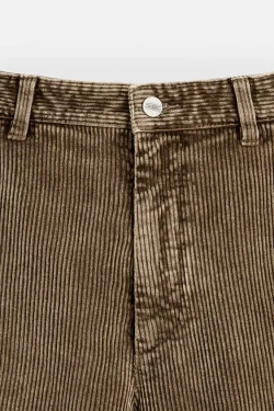 ZARA ВЕЛЬВЕТОВЫЕ БРЮКИ CARROT FIT, КОРИЧНЕВЫЙ