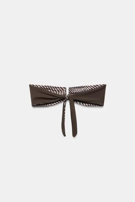 ZARA КУПАЛЬНЫЙ ТОП-БАНДО С ПРИНТОМ, КОРИЧНЕВЫЙ
