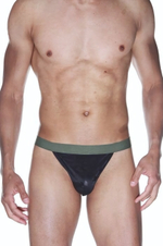 Трусы-тонги на широкой резинке (Размер: L-XL) (Цвет: черный с зеленым)