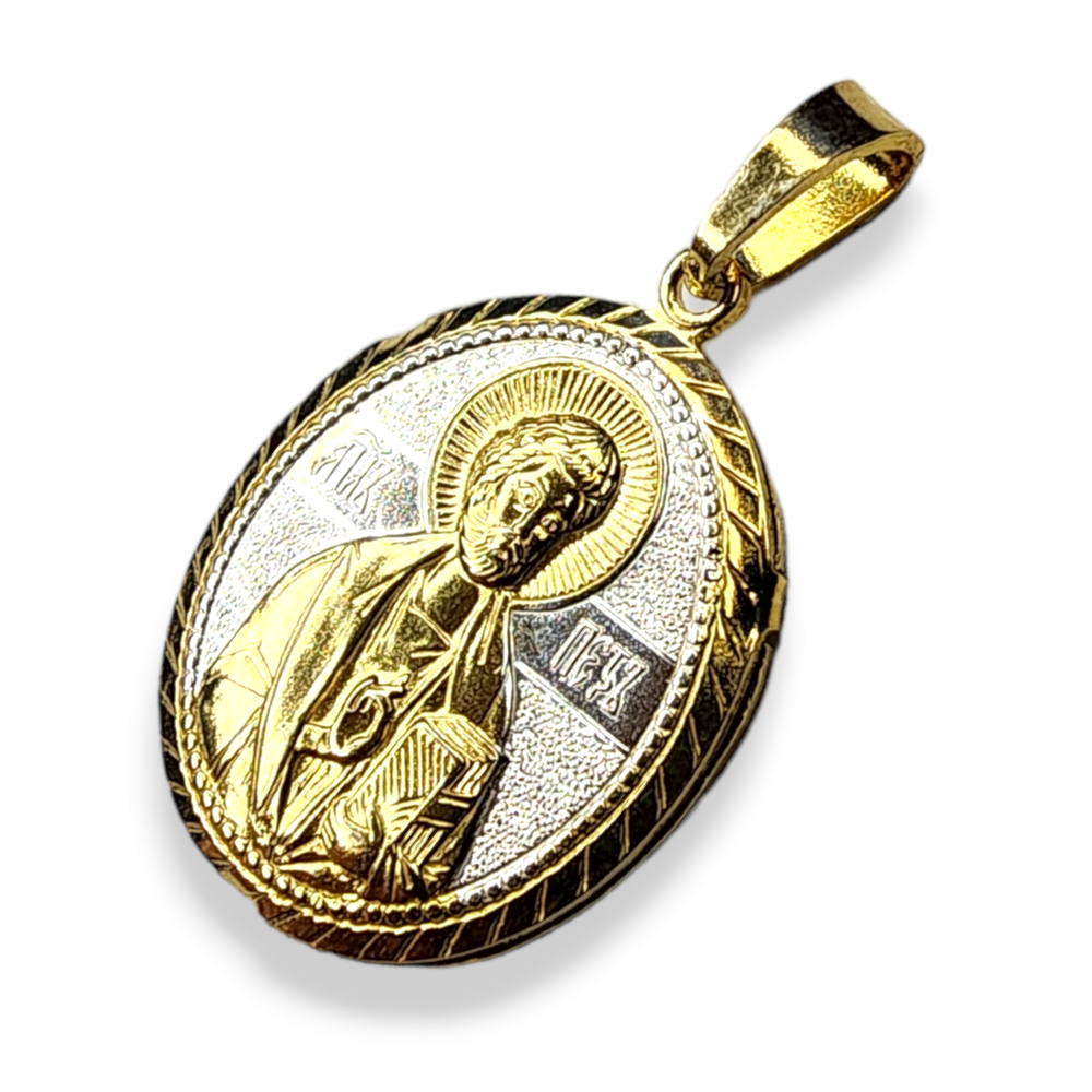 Нательная именная икона святой Петр с позолотой