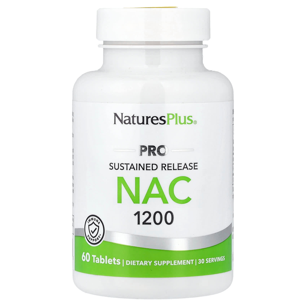 NaturesPlus, Pro NAC 1200, длительное высвобождение, 60 таблеток (600 мг в 1 таблетке)