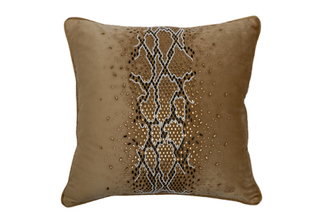 Подушка декоративная 45x45 Garda Decor Питон со стразами золотая