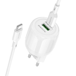 Сетевой адаптер питания BOROFONE BA94A PD 30W QC 3.0 + кабель Type-C -Type-C (белый)