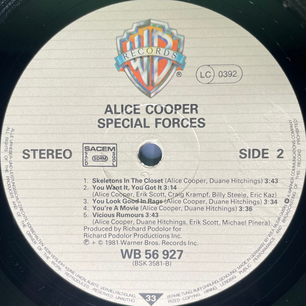 Alice Cooper ‎– Special Forces (Франция 1981г.)