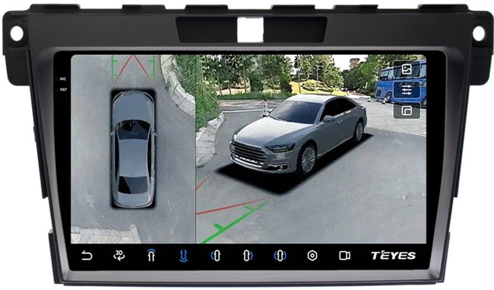 Магнитола для Mazda CX-7 2006-2012 - Teyes CC3-2K-360 на Android 10, 2K QLED, 6Гб+128Гб, CarPlay, 4G SIM-слот, 4 камеры в комплекте