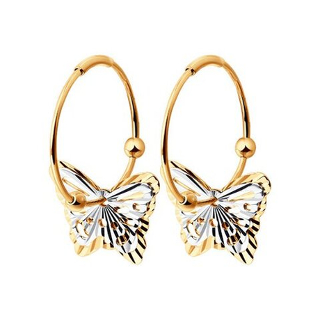 Серьги Бабочки из золота