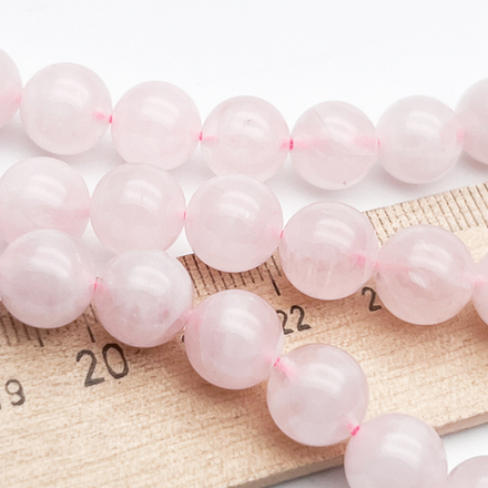 Розовый кварц бусины, диаметр 10-10,4 мм, цена за 9 шт (1/4 нити)