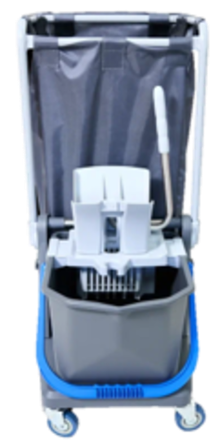 Тележка для уборки Росмоп (колесная база с ручкой, ведро 25л, отжим Росмоп Кваттро, мешок)