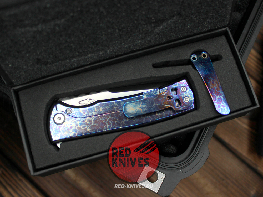 Нож CHAVES KNIVES 229 REDENCION KICKSTOP FLIPPER "Огненный" Титан