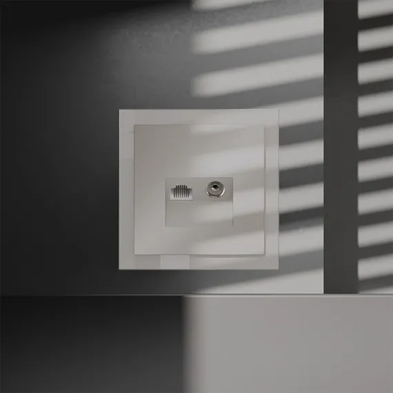 Розетка телевизионная встраиваемая VOLTUM S70 TV+RJ45 кат. 6, (кашемир) vls060703