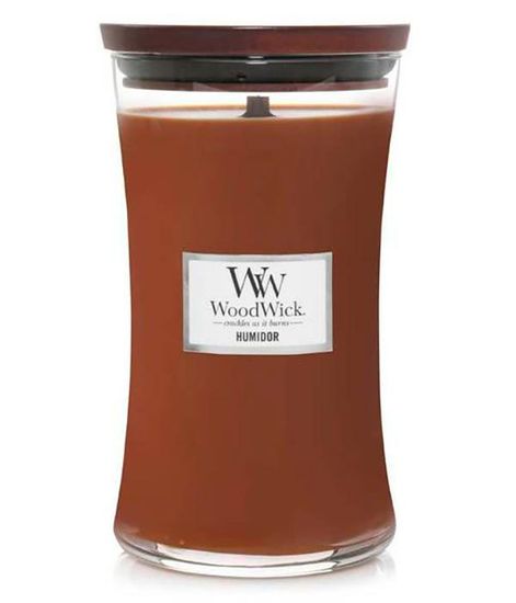 Кожаный портсигар, ароматическая свеча, WoodWick
