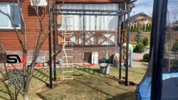 Монтаж уличной шведской стенки Sv Sport Рукоход (4 вертикальных столба)
