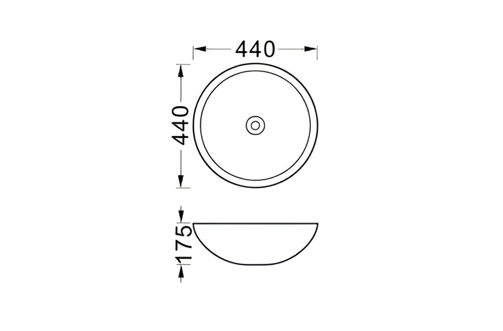 Раковина накладная для установки на столешницу AQUATEK AQ5354-MB 440*440*175, матовый черный