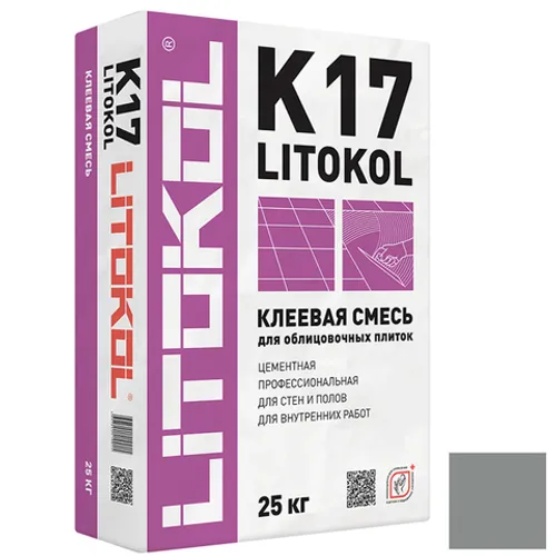 Клей Litokol K17 для плитки серый 25 кг