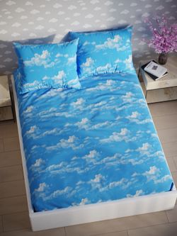 Простынь на резинке "Облака" 180х200 см  Сказка сатин