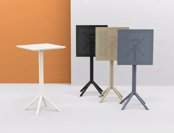 Стол пластиковый барный складной Sky Folding 60х60 черный